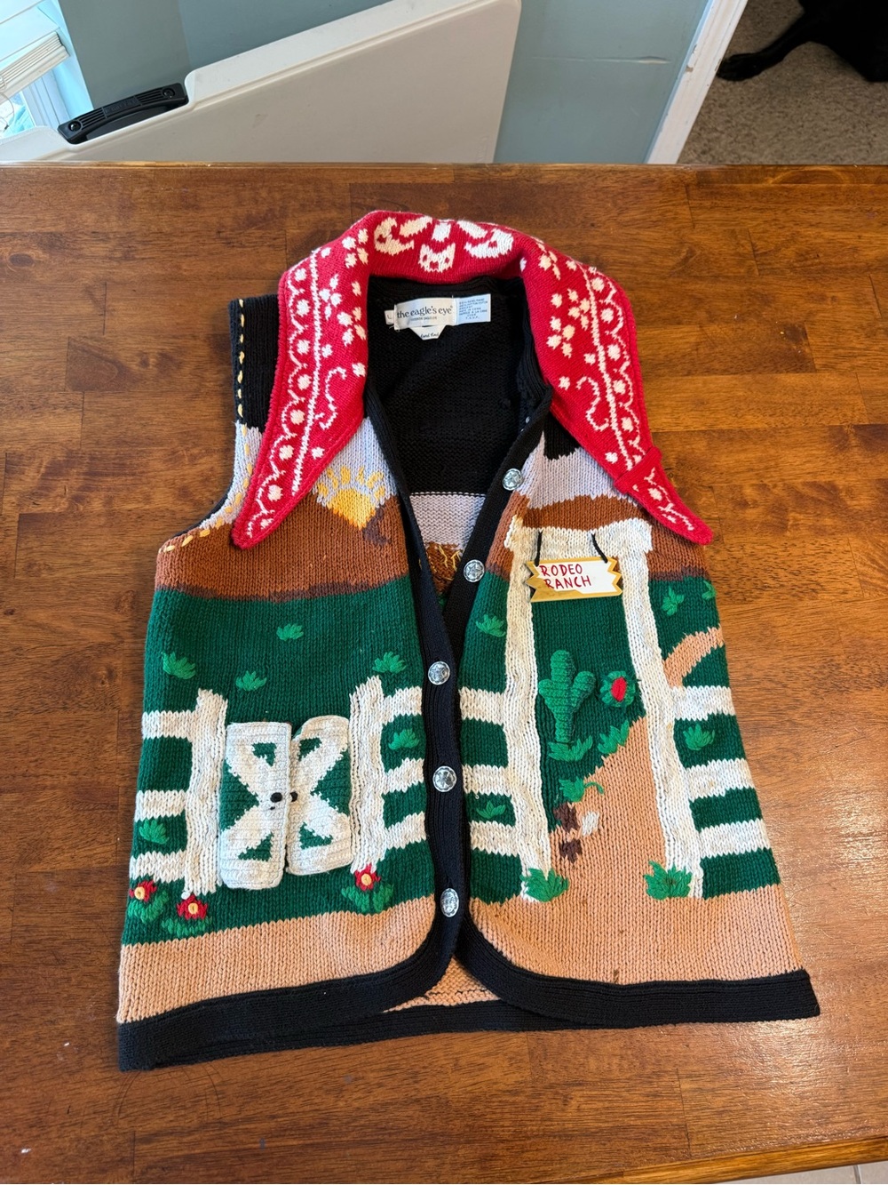Vintage 90s The Eagle’s Eye Rodeo Ranch Western Knit Sweater Vest Kitsch Cowgirl